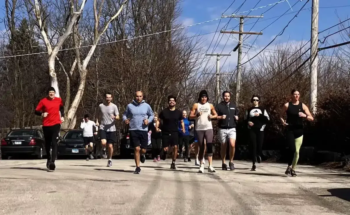 Iron Flag HYROX members on a community run